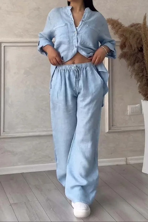 Rafaela Relaxed Linen Shirt & Wide Leg Co-Ord Set