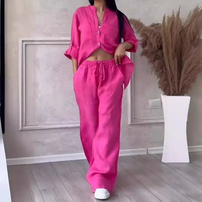 Rafaela Relaxed Linen Shirt & Wide Leg Co-Ord Set
