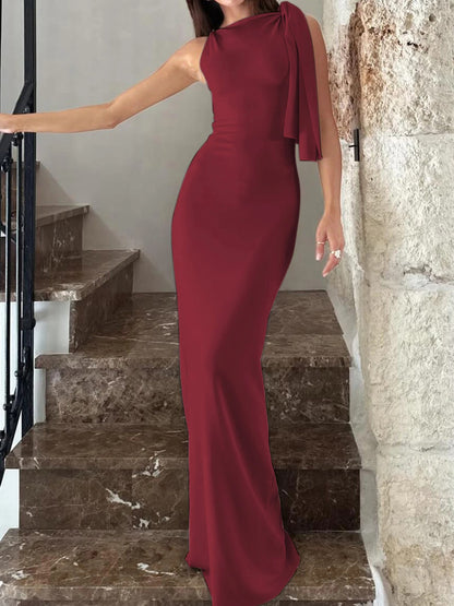 Kaia One Shoulder Drape Maxi Sundress