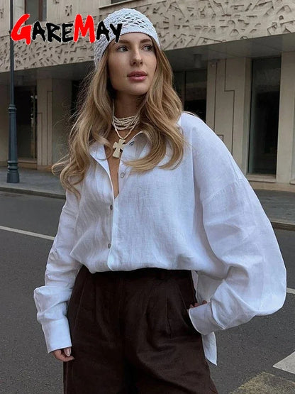 Talia Oversized Linen Button Front Shirt