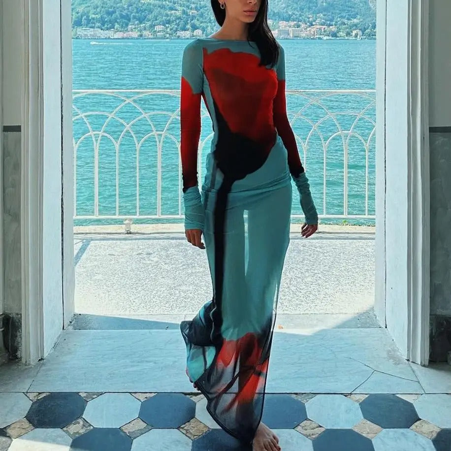 Mirelle Abstract Print Lightweight Summer Maxi Dress