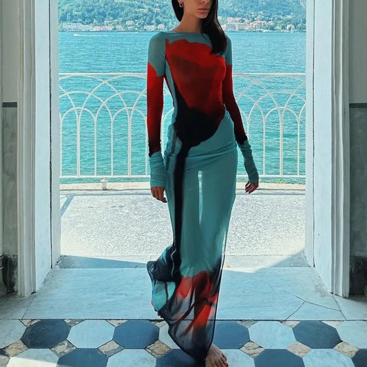 Mirelle Abstract Print Lightweight Summer Maxi Dress