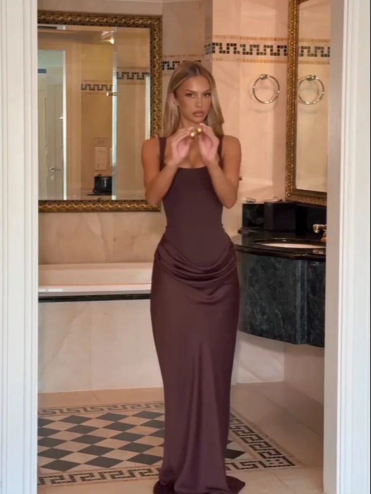 Briony Square Neck Vacation Maxi Dress