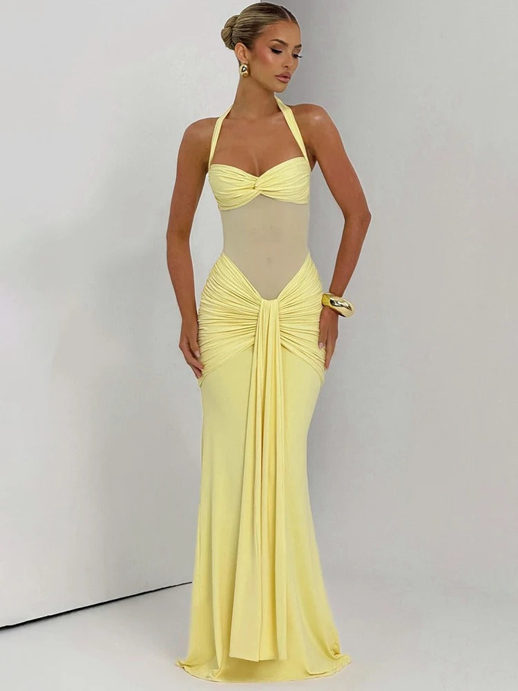 Capri Mesh Cutout Vacation Maxi Dress