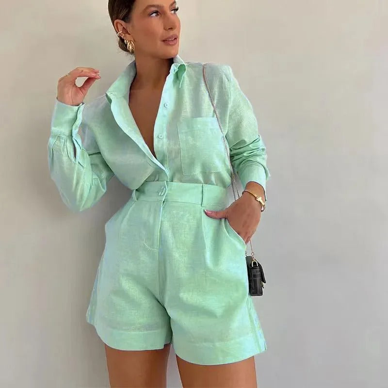 Annelise Linen Shirt & Tailored Shorts Co-Ord Set