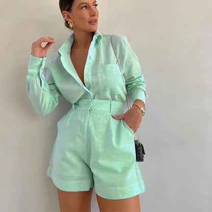 Annelise Linen Shirt & Tailored Shorts Co-Ord Set
