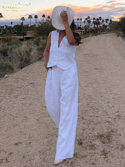 Viviana Linen Vest & Wide Leg Co-Ord Set