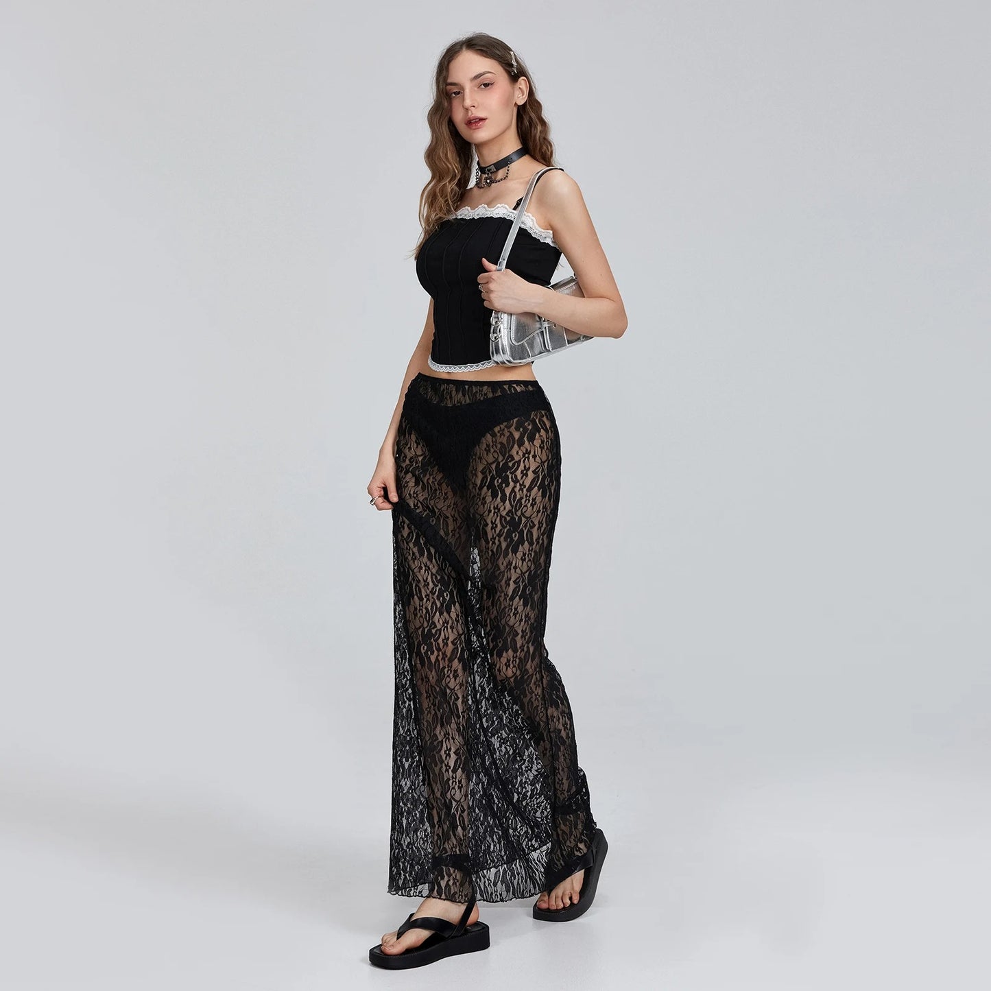 Corinna Sheer Lace Bodycon Maxi Skirt