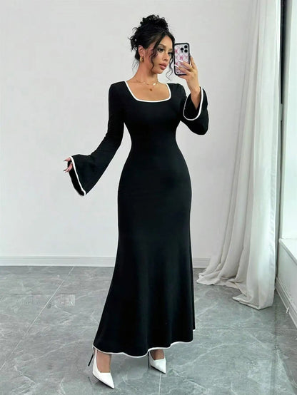 Tamsin Contrast Trim Casual Maxi Dress