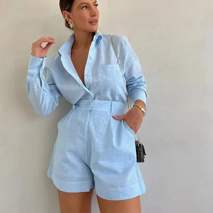 Annelise Linen Shirt & Tailored Shorts Co-Ord Set