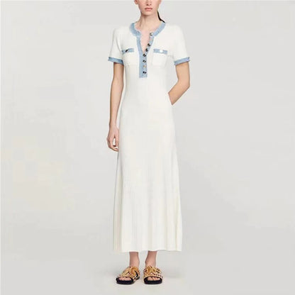 Zephyra Contrast Trim Vacation Maxi Dress