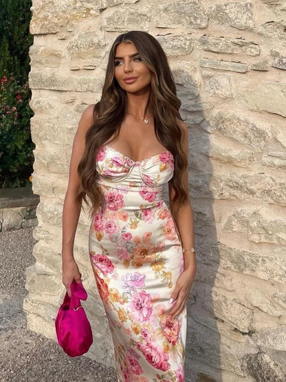 Amelie Floral Underwired Bust Bandage Maxi Dress