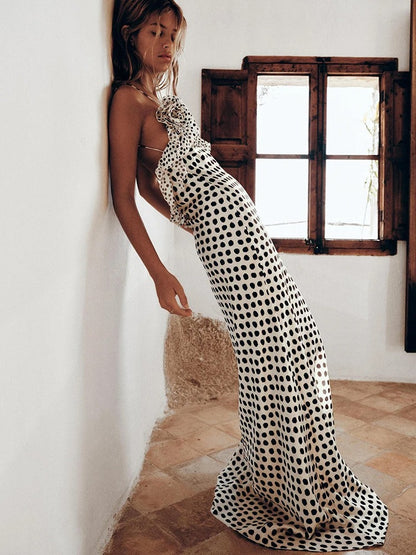 Amara Polka Dot Slip Wedding Guest Maxi Dress