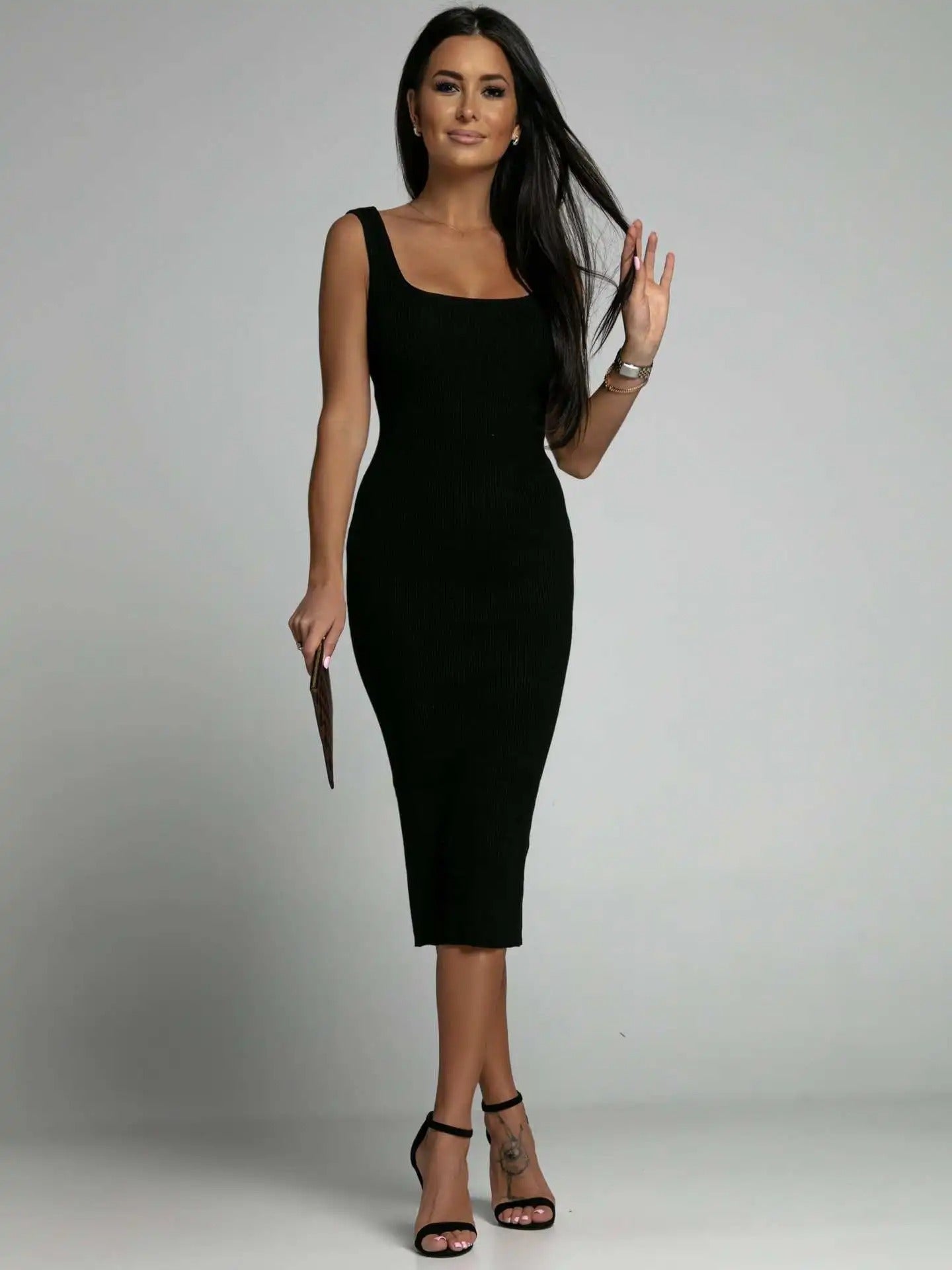 Rhiannon Ribbed Knit Tank Midi Dress