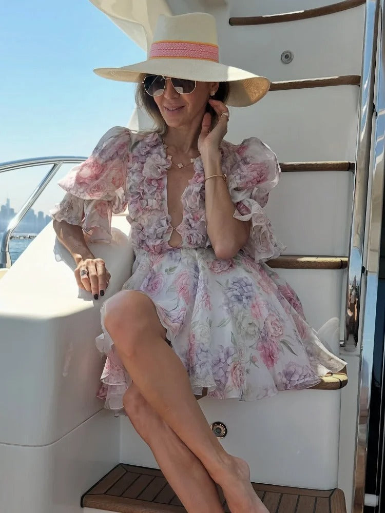 Juliette Floral Ruffle Vacation Mini Dress