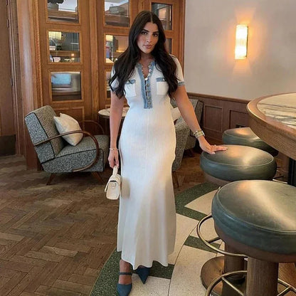 Zephyra Contrast Trim Vacation Maxi Dress