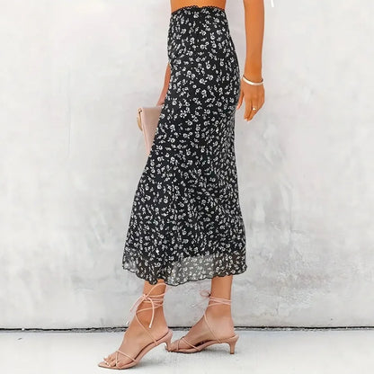 Thora Floral Mesh High Waist Maxi Skirt