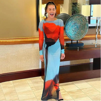 Mirelle Abstract Print Lightweight Summer Maxi Dress