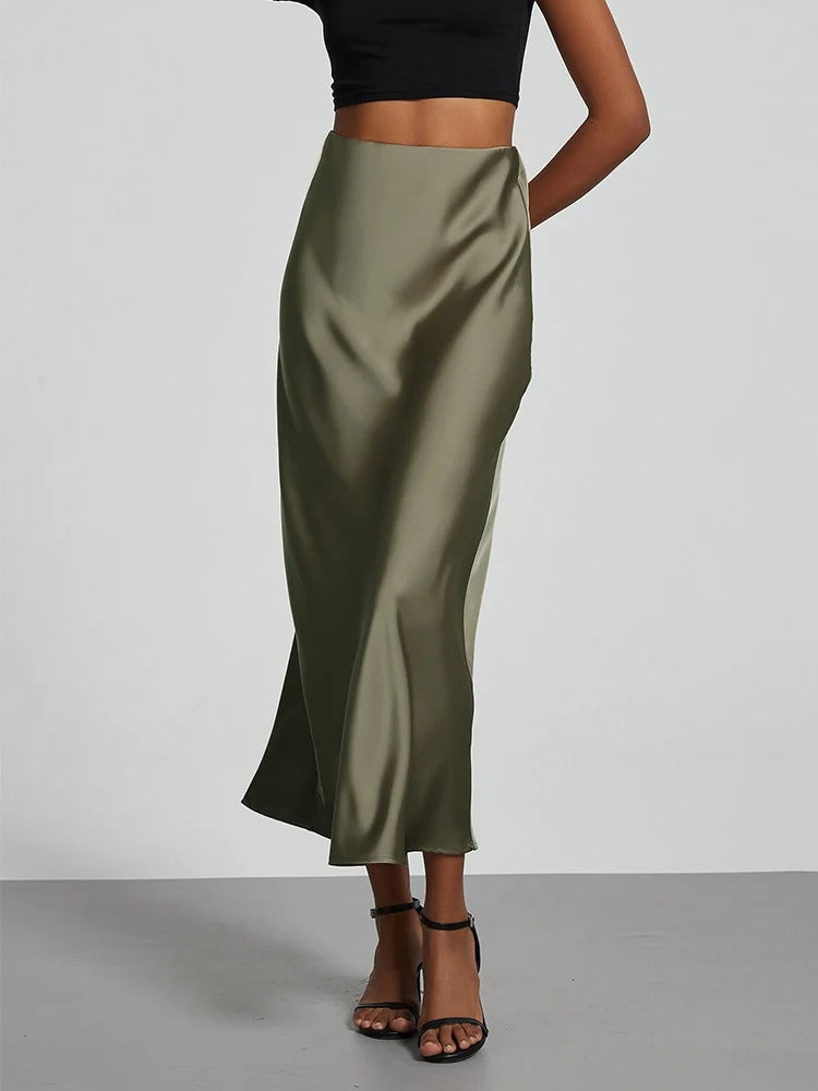 Ismeria Satin High Waist Maxi Skirt