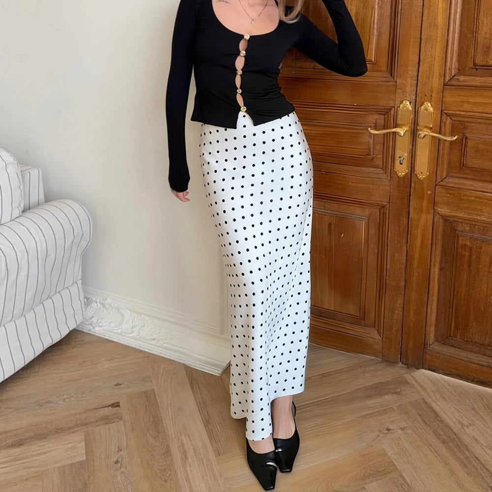 Arista Polka Dot High Waist Maxi Skirt