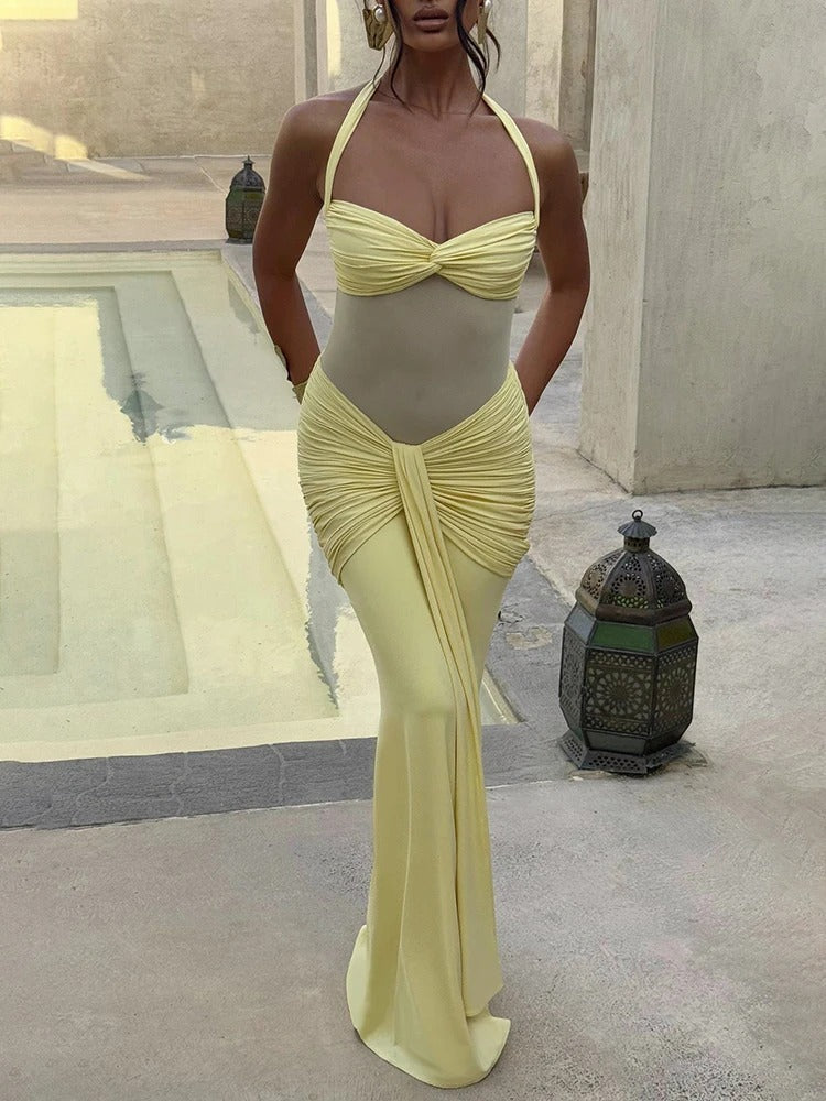 Capri Mesh Cutout Vacation Maxi Dress