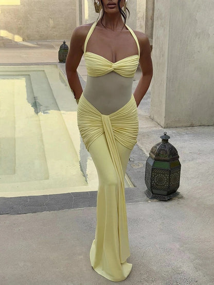 Capri Mesh Cutout Vacation Maxi Dress