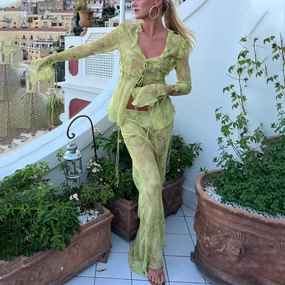 Liora Tie Front Lightweight Summer Two Piece Set