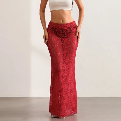 Corinna Sheer Lace Bodycon Maxi Skirt