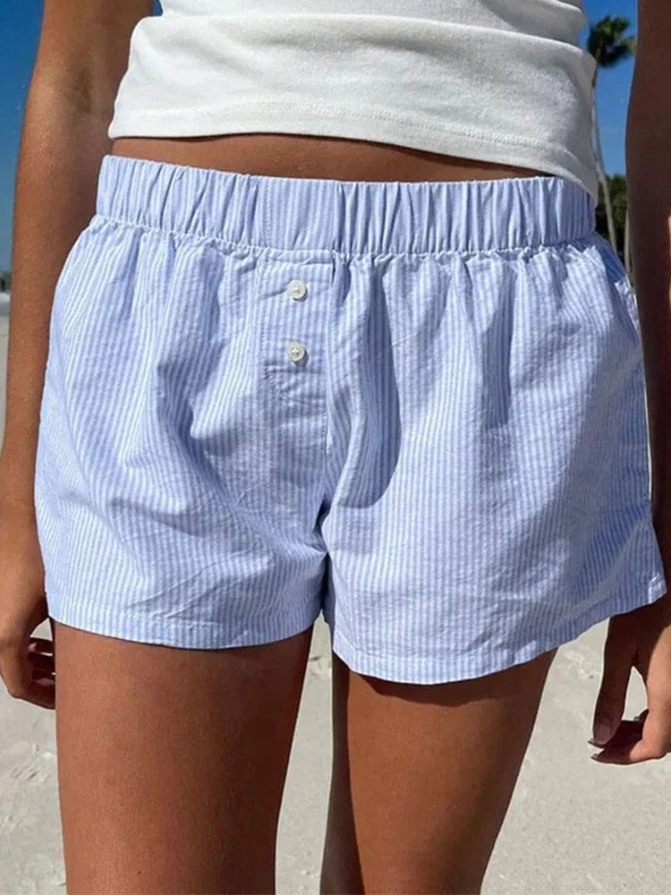 Delilah Striped Elastic Waist Women’s Shorts