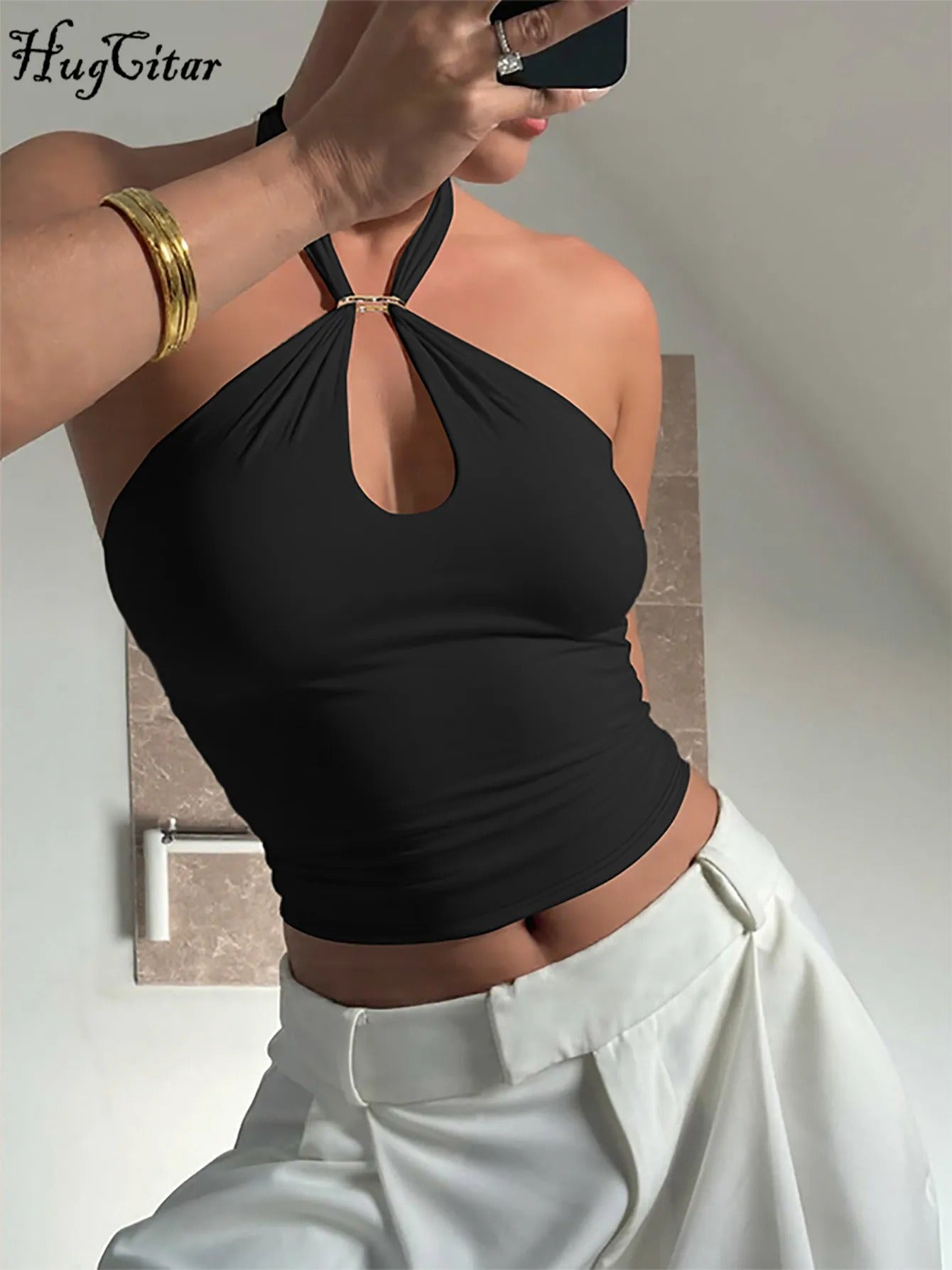 Ysolde Cut Out Halter Neck Ladies Summer Top