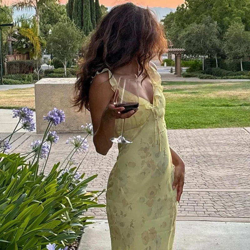 Arielle Floral Print Wedding Guest Maxi Dress