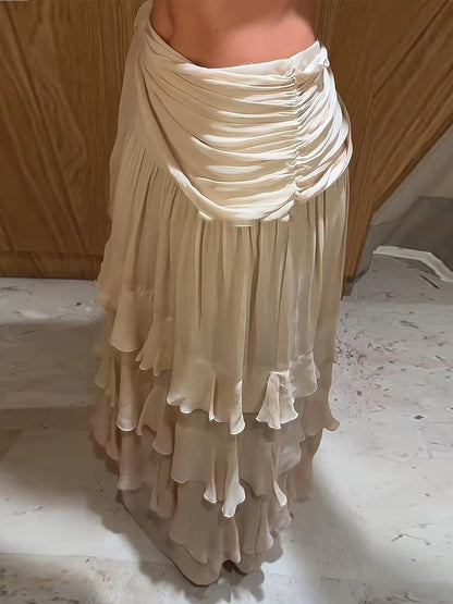 Hestia Tiered Ruffle Chiffon Maxi Skirt
