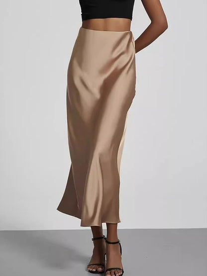 Ismeria Satin High Waist Maxi Skirt