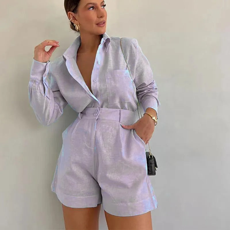 Annelise Linen Shirt & Tailored Shorts Co-Ord Set
