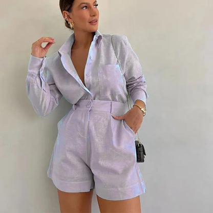 Annelise Linen Shirt & Tailored Shorts Co-Ord Set