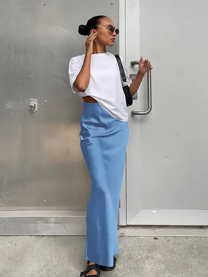 Freya Satin High Waist Maxi Skirt
