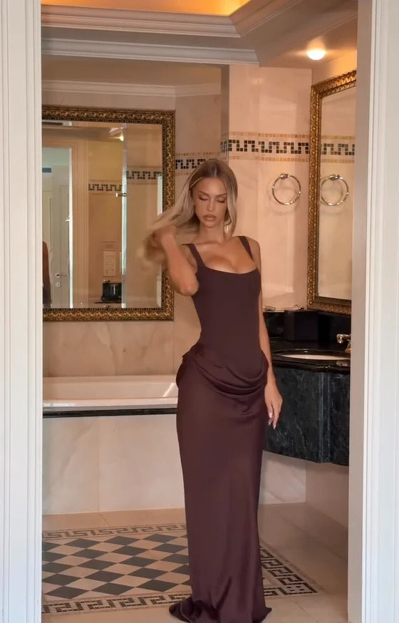 Briony Square Neck Vacation Maxi Dress