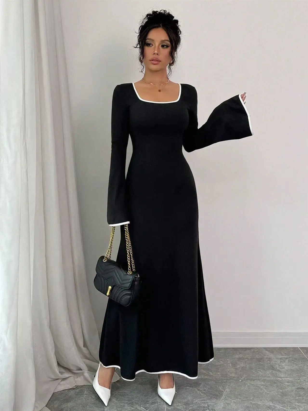 Tamsin Contrast Trim Casual Maxi Dress