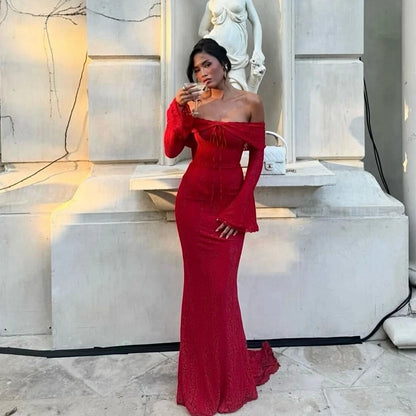 Valeria Off Shoulder Lace Wedding Guest Maxi Dress