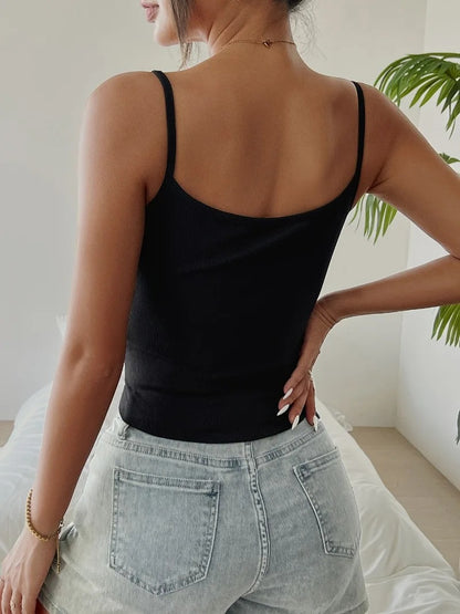Emilia Ribbed Button Front Ladies Summer Top