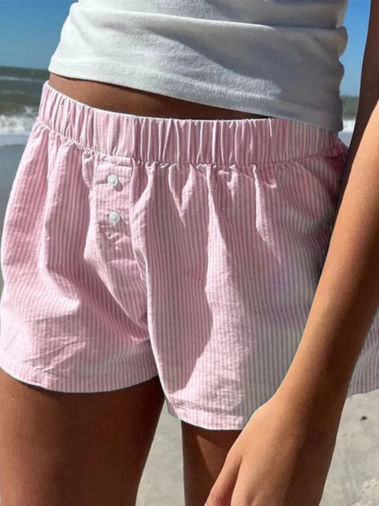 Delilah Striped Elastic Waist Women’s Shorts
