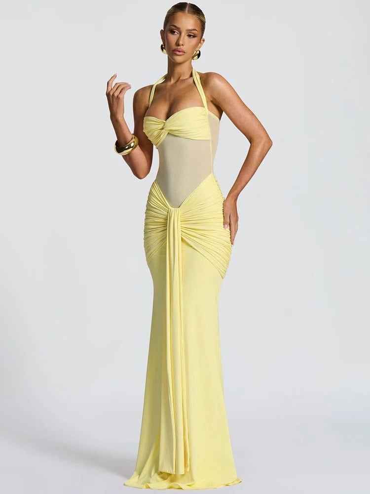 Capri Mesh Cutout Vacation Maxi Dress
