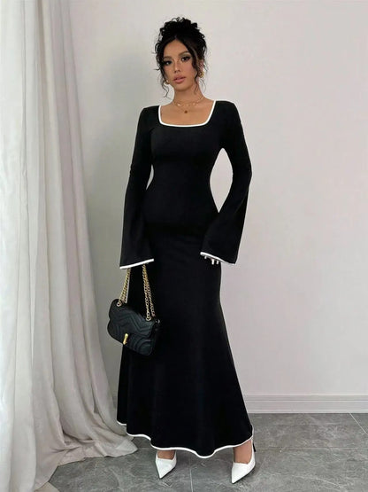 Tamsin Contrast Trim Casual Maxi Dress