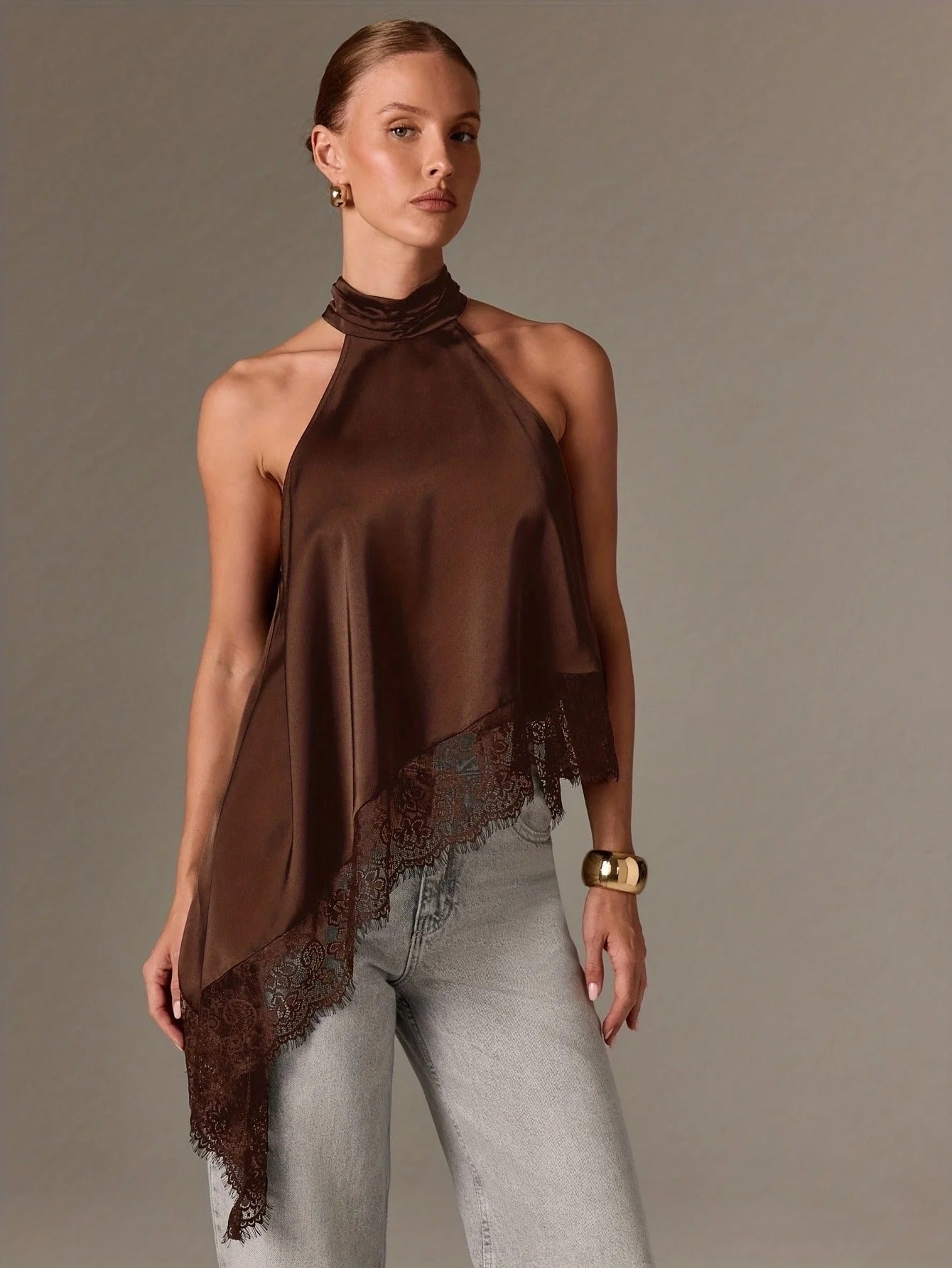 Bellarose Lace Trim Halter Neck Ladies Summer Top