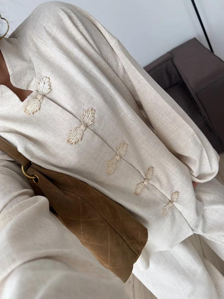 Elvira Mandarin Collar Linen Co-Ord Set