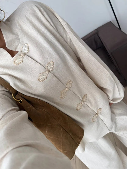 Elvira Mandarin Collar Linen Co-Ord Set