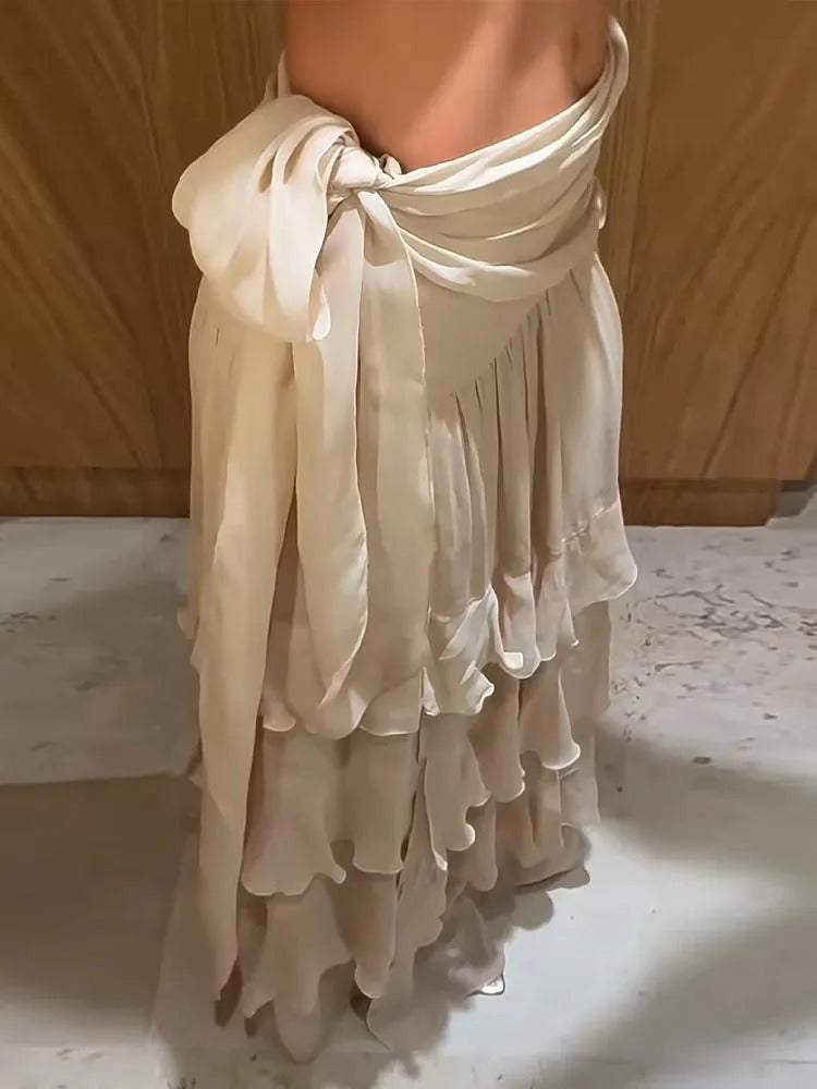 Hestia Tiered Ruffle Chiffon Maxi Skirt