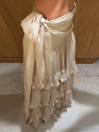 Hestia Tiered Ruffle Chiffon Maxi Skirt