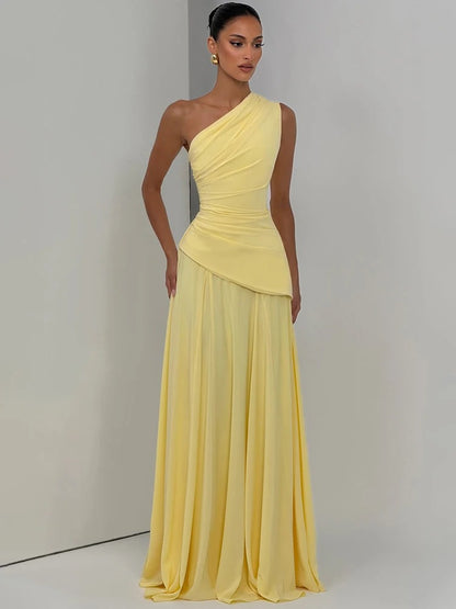 Thalia One Shoulder Wedding Guest Maxi Dress