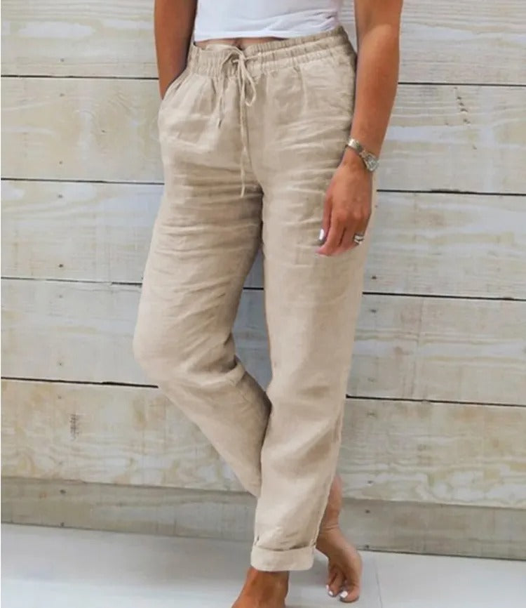 Liliana Drawstring Linen Blend Women's Pants